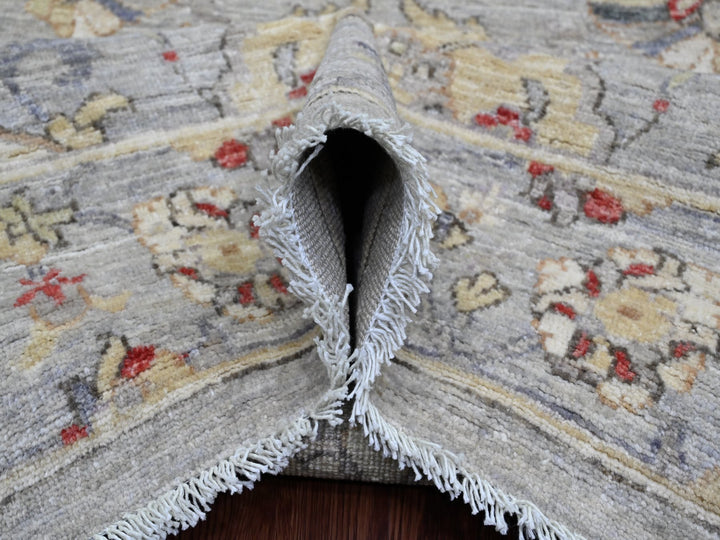 8'11" x 11'7" New Hand Knotted Grey Wool Rectangle Oriental Rug - MOA10220379
