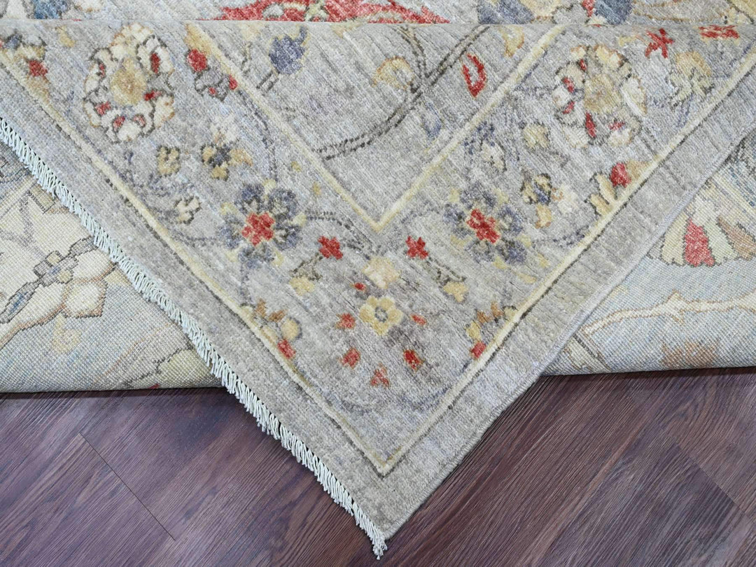 8'11" x 11'7" New Hand Knotted Grey Wool Rectangle Oriental Rug - MOA10220379
