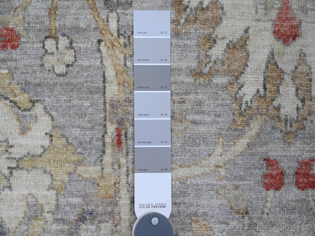 8'11" x 11'7" New Hand Knotted Grey Wool Rectangle Oriental Rug - MOA10220379
