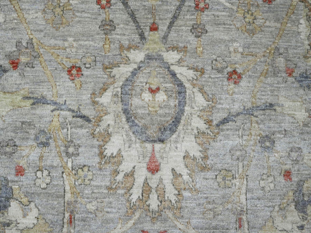 8'11" x 11'7" New Hand Knotted Grey Wool Rectangle Oriental Rug - MOA10220379