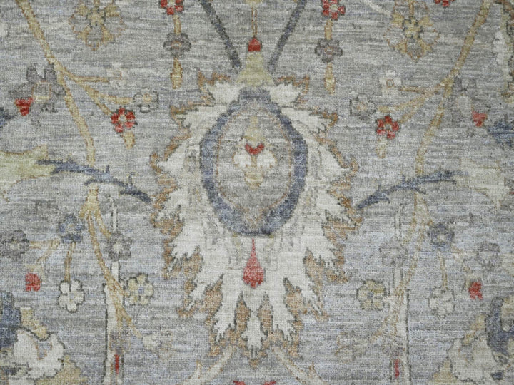8'11" x 11'7" New Hand Knotted Grey Wool Rectangle Oriental Rug - MOA10220379