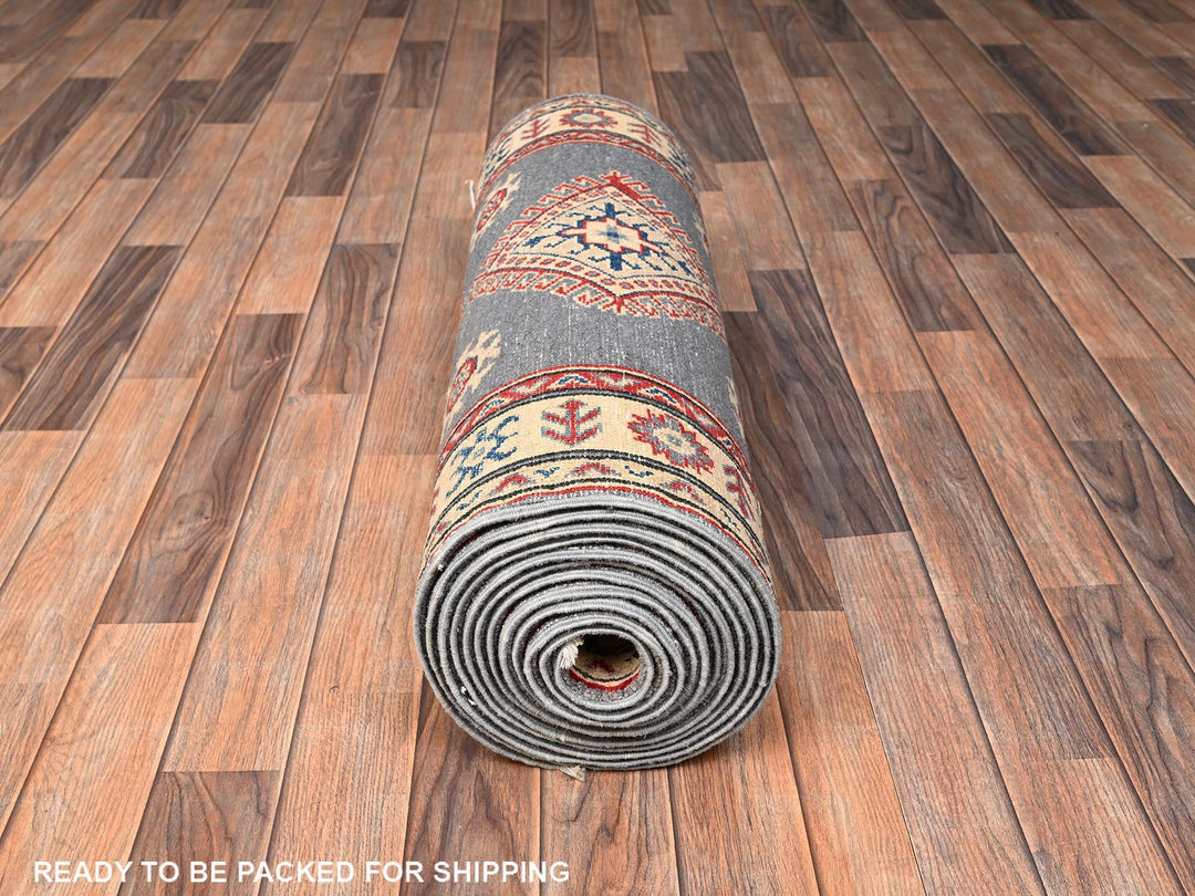 2'9" x 18'9" New Hand Knotted Grey Wool Runner Oriental Rug - MOA1022037