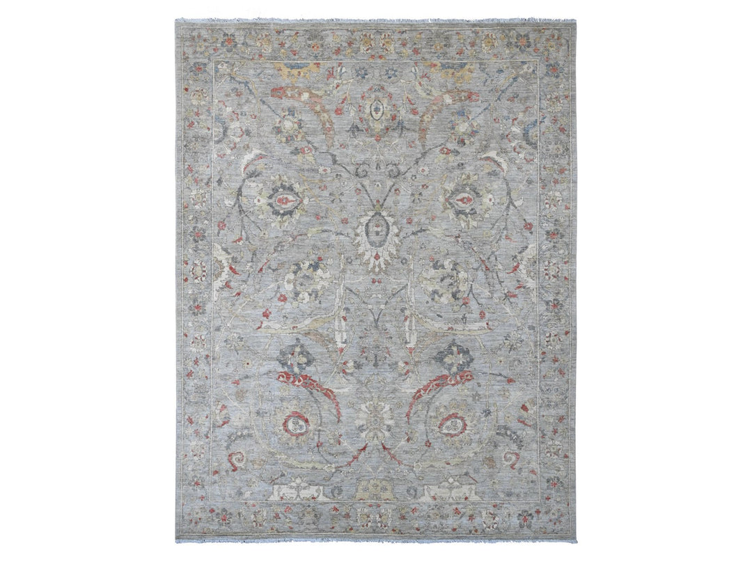 7'10" x 10'0" New Hand Knotted Grey Wool Rectangle Oriental Rug - MOA10220380