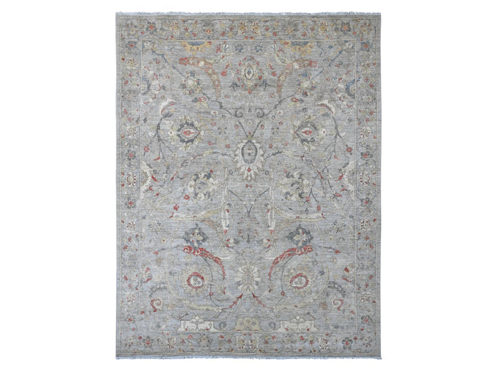7'10" x 10'0" New Hand Knotted Grey Wool Rectangle Oriental Rug - MOA10220380