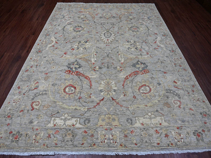 7'10" x 10'0" New Hand Knotted Grey Wool Rectangle Oriental Rug - MOA10220380