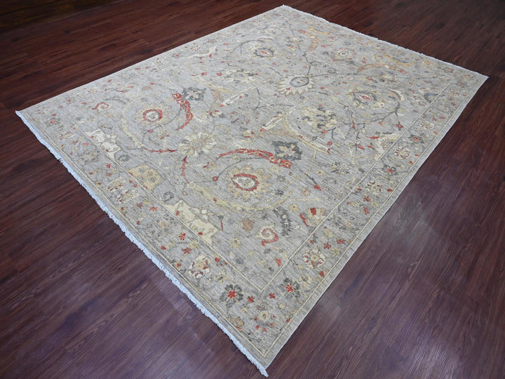 7'10" x 10'0" New Hand Knotted Grey Wool Rectangle Oriental Rug - MOA10220380