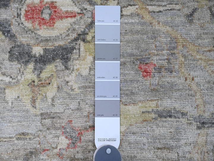 7'10" x 10'0" New Hand Knotted Grey Wool Rectangle Oriental Rug - MOA10220380