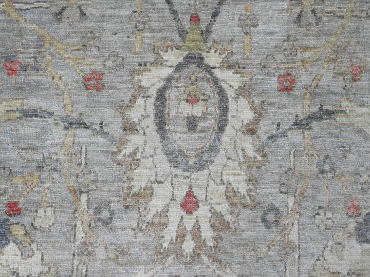 7'10" x 10'0" New Hand Knotted Grey Wool Rectangle Oriental Rug - MOA10220380