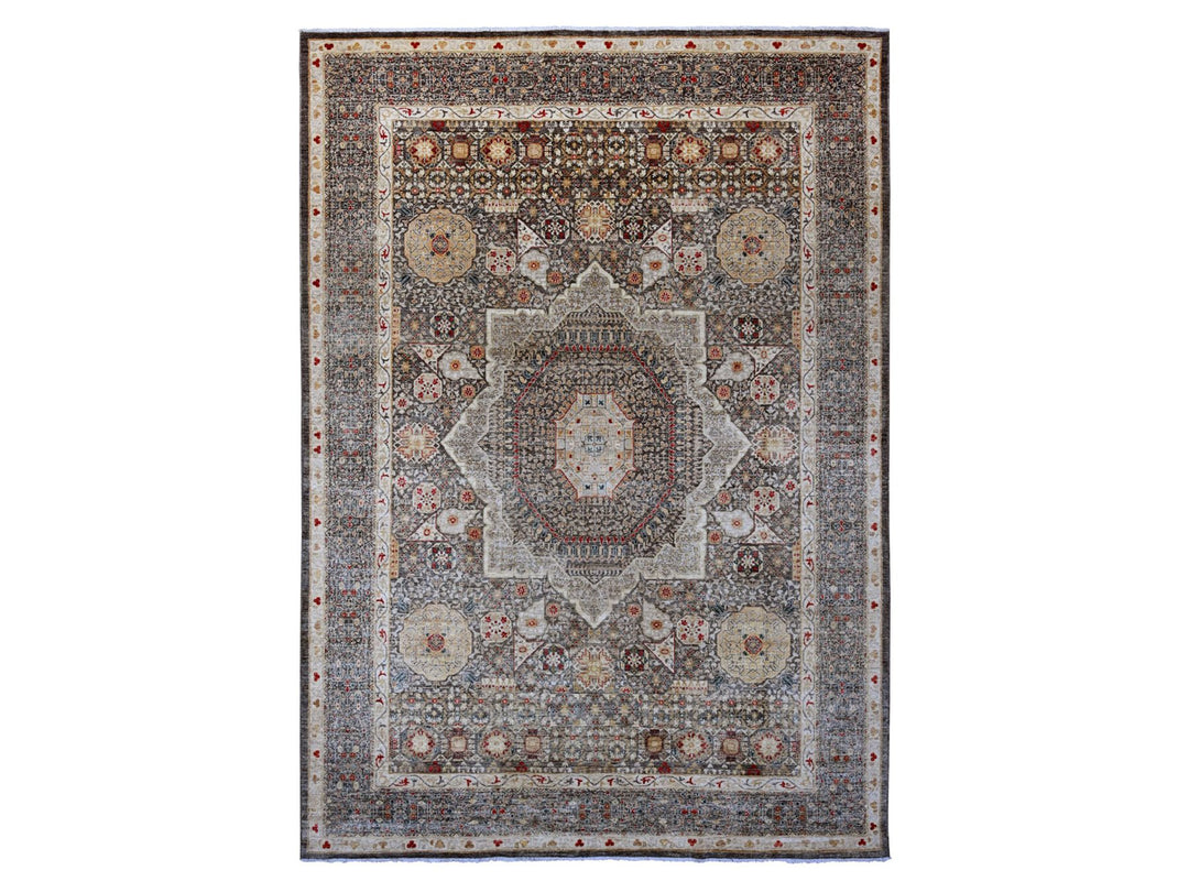 9'9" x 13'8" New Hand Knotted Brown Wool Rectangle Oriental Rug - MOA10220381