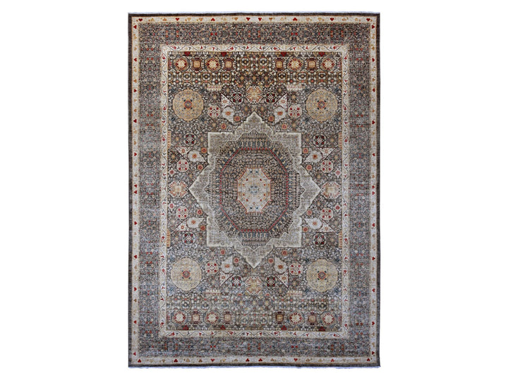 9'9" x 13'8" New Hand Knotted Brown Wool Rectangle Oriental Rug - MOA10220381
