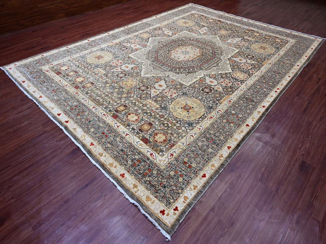 9'9" x 13'8" New Hand Knotted Brown Wool Rectangle Oriental Rug - MOA10220381