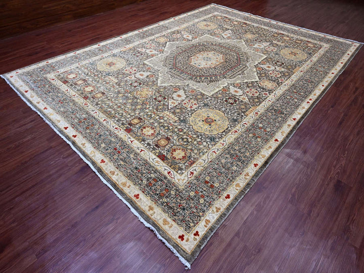 9'9" x 13'8" New Hand Knotted Brown Wool Rectangle Oriental Rug - MOA10220381