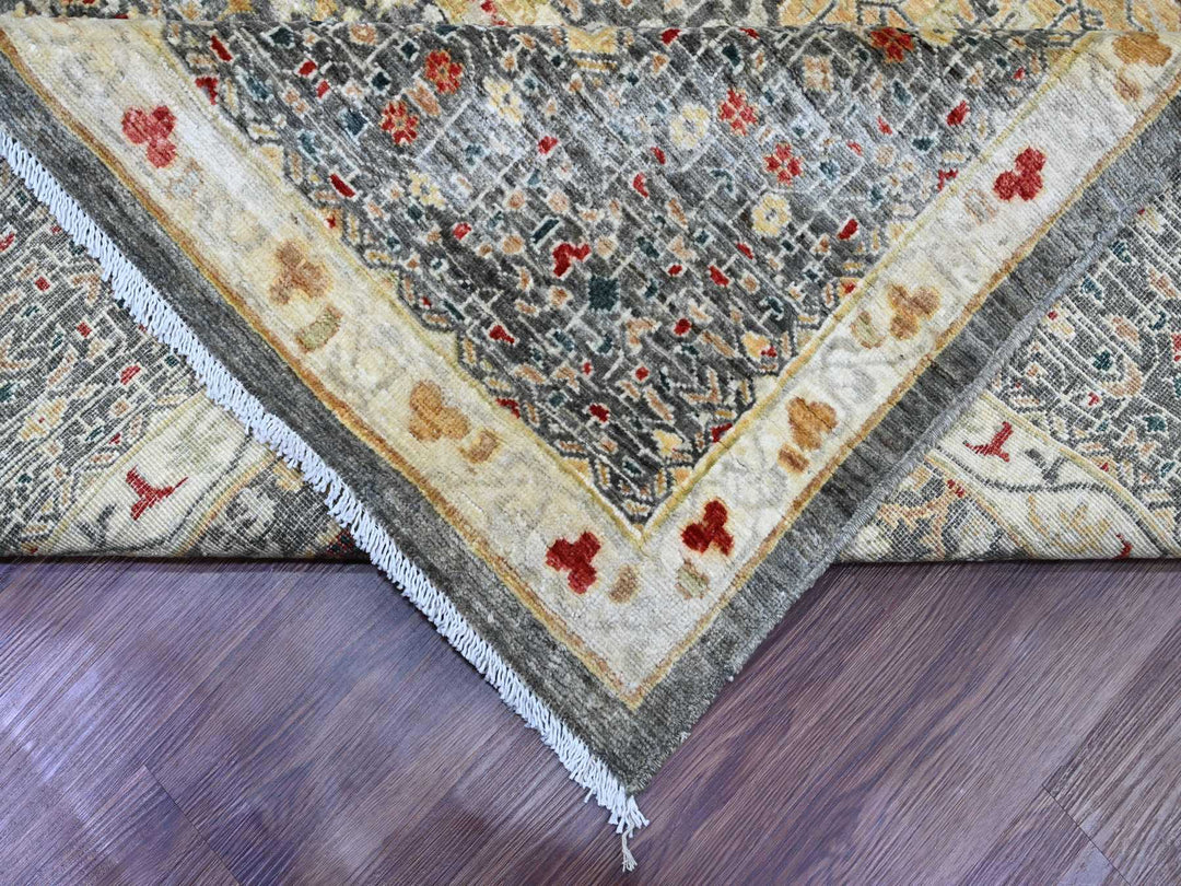 9'9" x 13'8" New Hand Knotted Brown Wool Rectangle Oriental Rug - MOA10220381