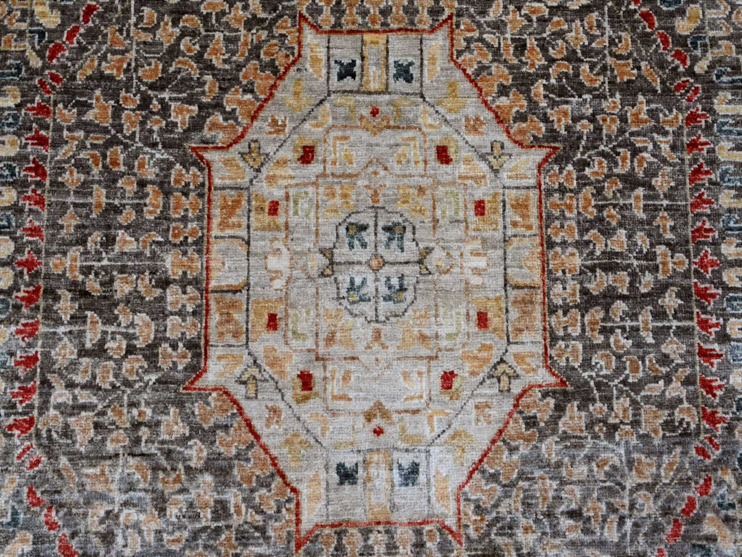 9'9" x 13'8" New Hand Knotted Brown Wool Rectangle Oriental Rug - MOA10220381
