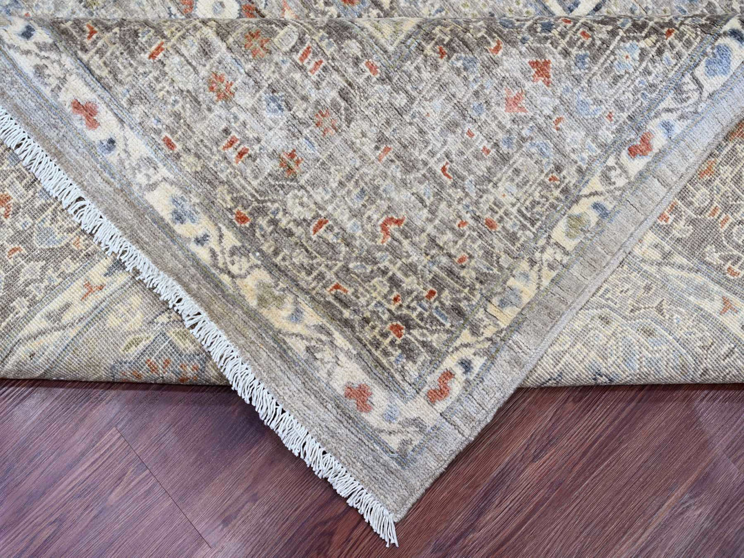 8'1" x 9'11" New Hand Knotted Grey Wool Rectangle Oriental Rug - MOA10220382
