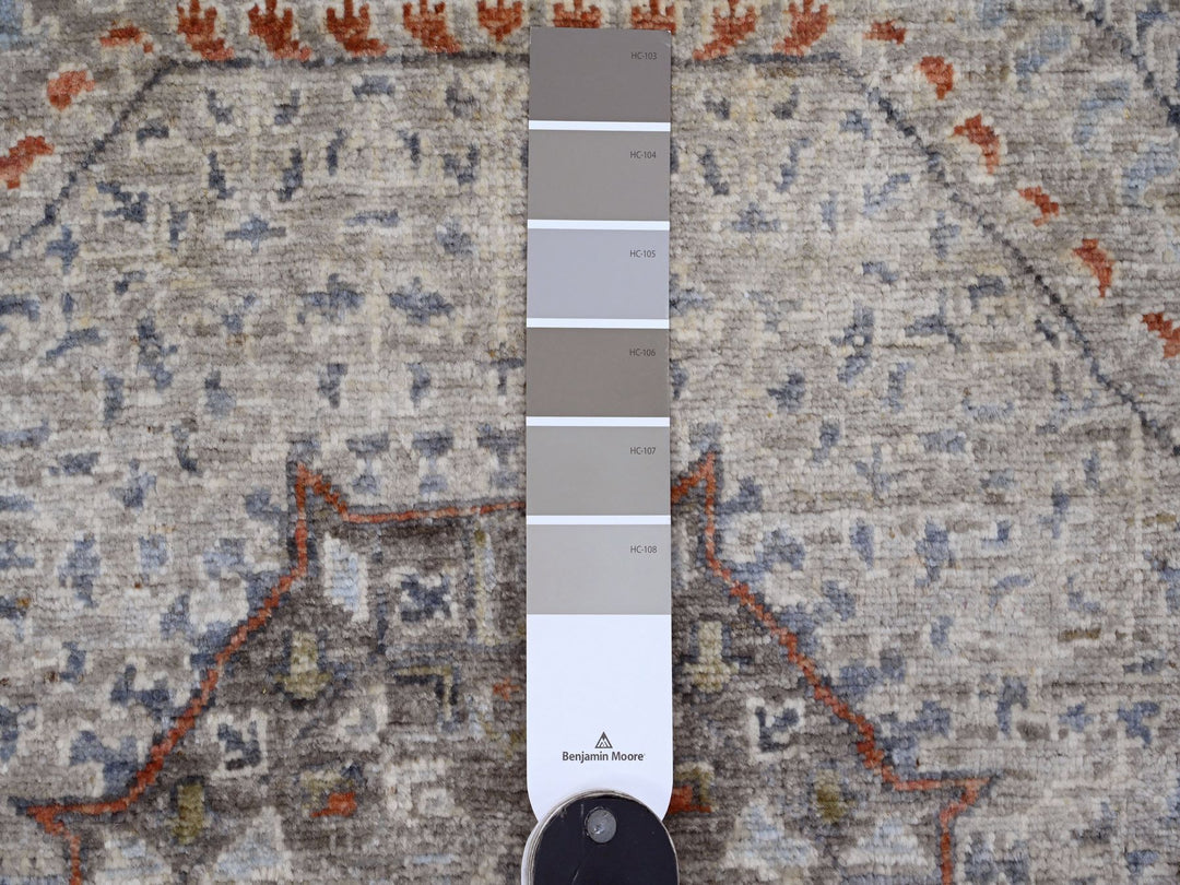 8'1" x 9'11" New Hand Knotted Grey Wool Rectangle Oriental Rug - MOA10220382