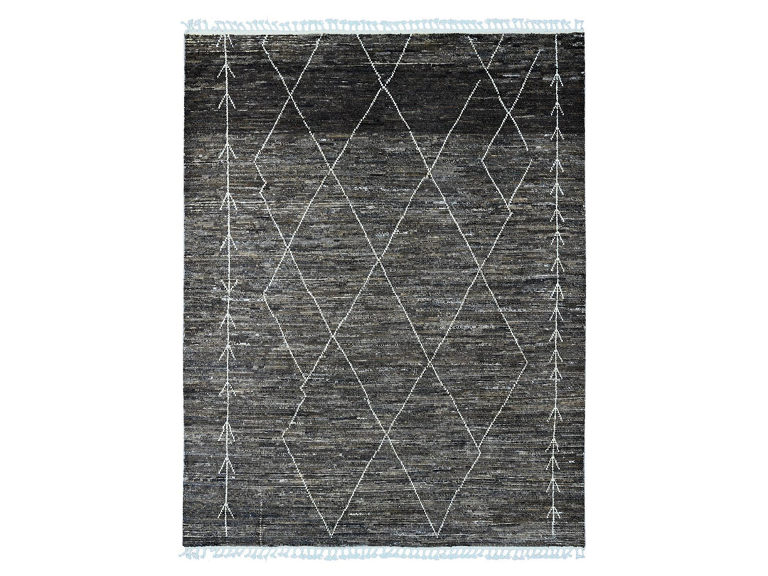7'11" x 10'0" New Hand Knotted Brown Wool Rectangle Oriental Rug - MOA10220385