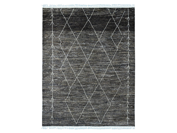 7'11" x 10'0" New Hand Knotted Brown Wool Rectangle Oriental Rug - MOA10220385
