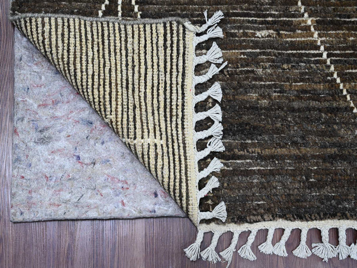 7'11" x 10'0" New Hand Knotted Brown Wool Rectangle Oriental Rug - MOA10220385