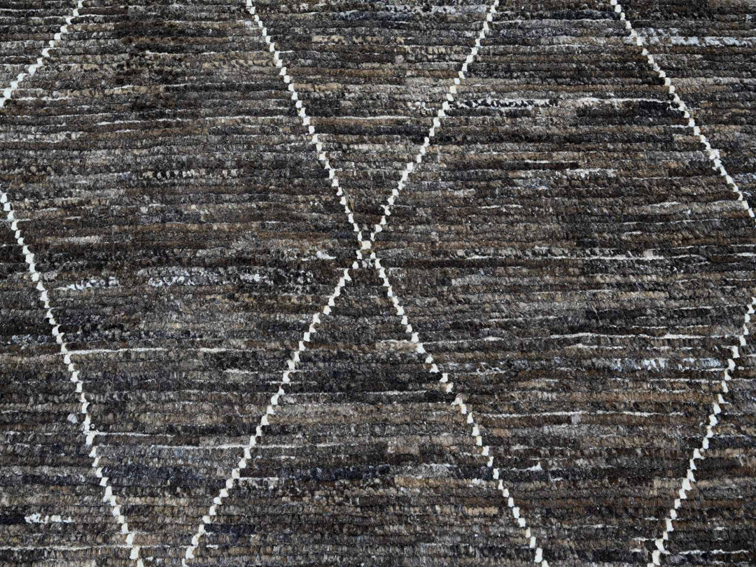 7'11" x 10'0" New Hand Knotted Brown Wool Rectangle Oriental Rug - MOA10220385