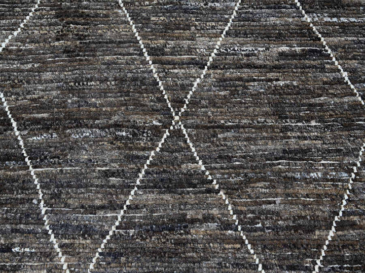 7'11" x 10'0" New Hand Knotted Brown Wool Rectangle Oriental Rug - MOA10220385