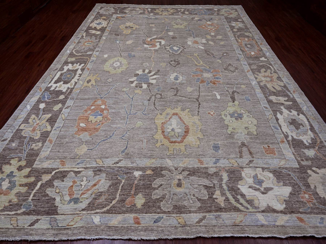 9'10" x 13'6" New Hand Knotted Grey Wool Rectangle Oriental Rug - MOA10220388
