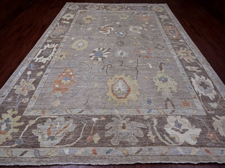 9'10" x 13'6" New Hand Knotted Grey Wool Rectangle Oriental Rug - MOA10220388