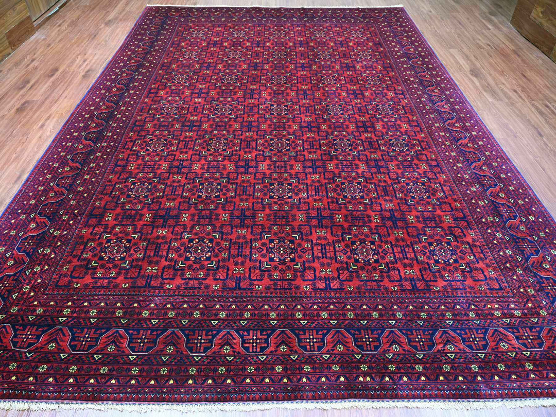 9'10" x 13'1" New Hand Knotted Red Wool Rectangle Oriental Rug - MOA10220389