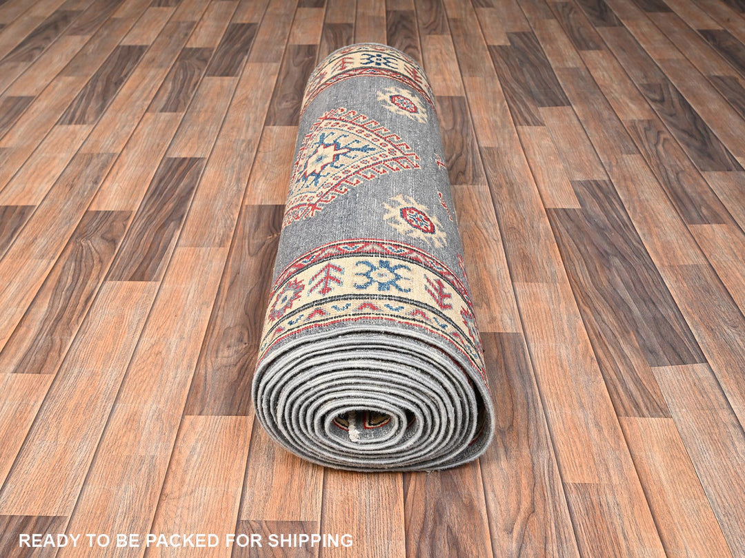 2'10" x 18'7" New Hand Knotted Grey Wool Runner Oriental Rug - MOA1022038