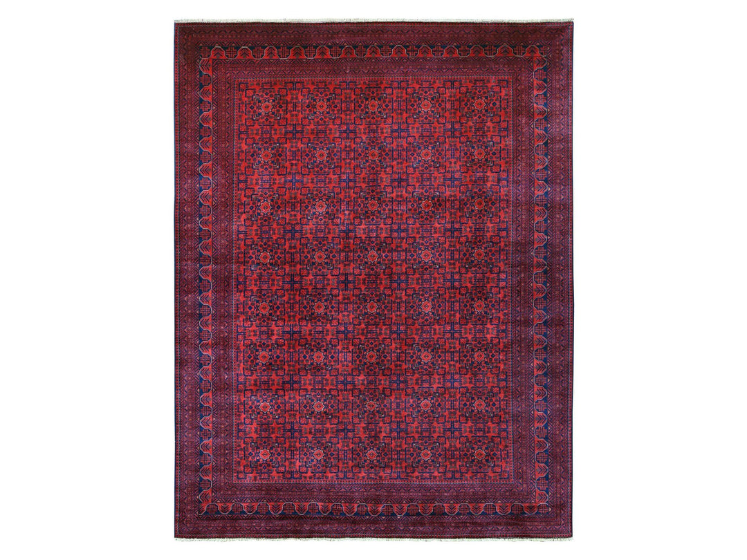 9'10" x 12'10" New Hand Knotted Red Wool Rectangle Oriental Rug - MOA10220392