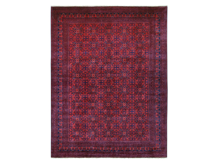 9'10" x 12'10" New Hand Knotted Red Wool Rectangle Oriental Rug - MOA10220392
