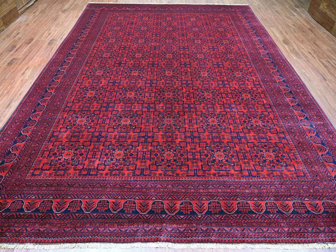 9'10" x 12'10" New Hand Knotted Red Wool Rectangle Oriental Rug - MOA10220392