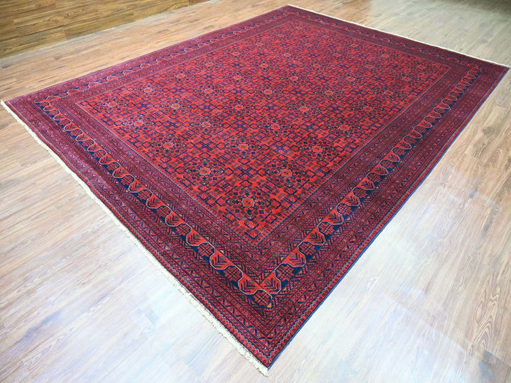 9'10" x 12'10" New Hand Knotted Red Wool Rectangle Oriental Rug - MOA10220392