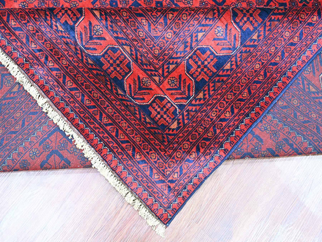 9'10" x 12'10" New Hand Knotted Red Wool Rectangle Oriental Rug - MOA10220392