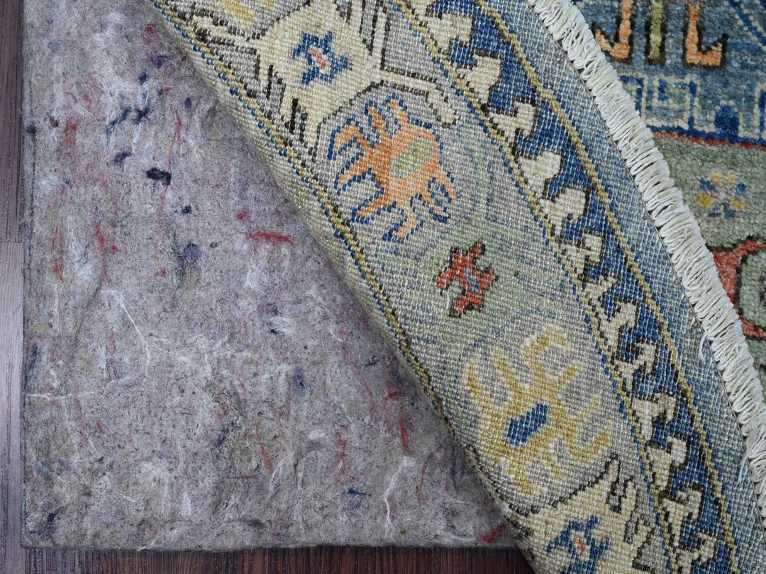 5'10" x 6'1" New Hand Knotted Blue Wool Round Oriental Rug - MOA10220393