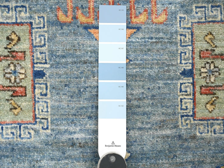 5'10" x 6'1" New Hand Knotted Blue Wool Round Oriental Rug - MOA10220393