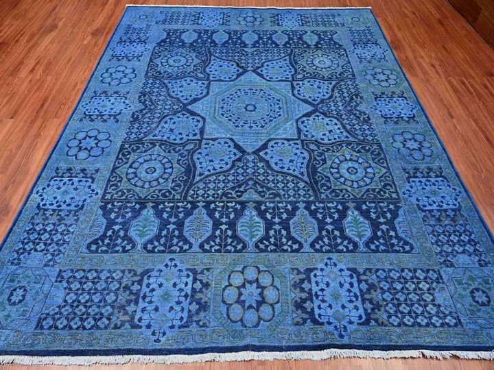 7'11" x 9'6" New Hand Knotted Blue Wool Rectangle Oriental Rug - MOA10220396