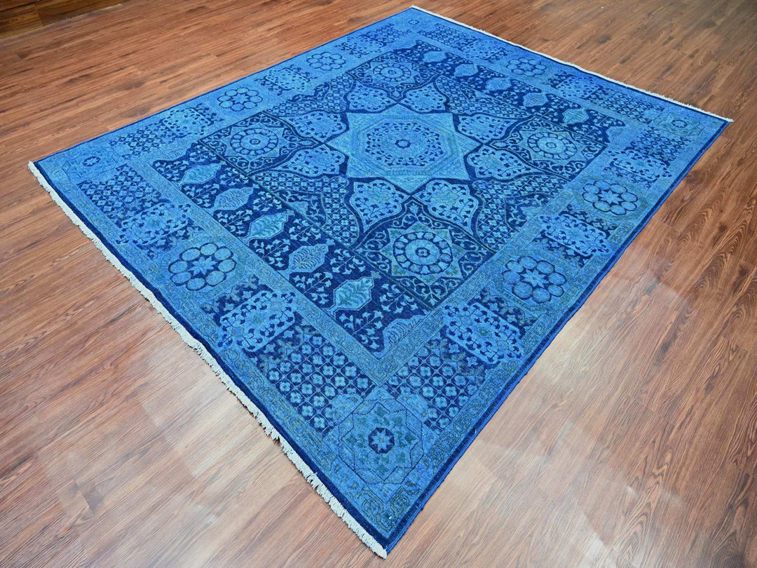 7'11" x 9'6" New Hand Knotted Blue Wool Rectangle Oriental Rug - MOA10220396