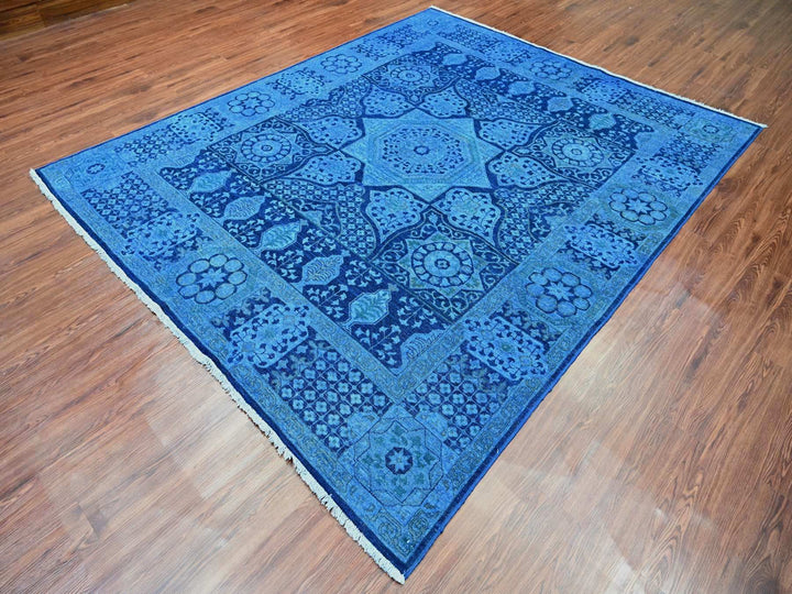 7'11" x 9'6" New Hand Knotted Blue Wool Rectangle Oriental Rug - MOA10220396