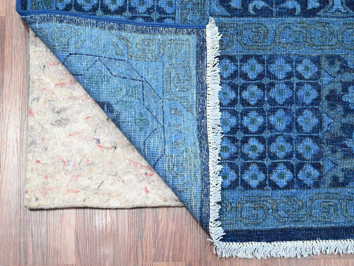 7'11" x 9'6" New Hand Knotted Blue Wool Rectangle Oriental Rug - MOA10220396