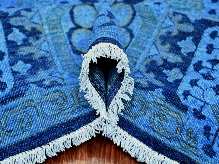 7'11" x 9'6" New Hand Knotted Blue Wool Rectangle Oriental Rug - MOA10220396