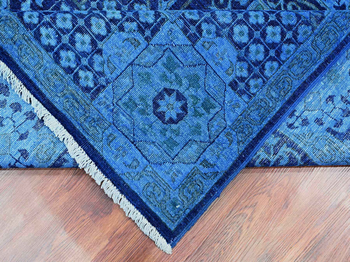 7'11" x 9'6" New Hand Knotted Blue Wool Rectangle Oriental Rug - MOA10220396