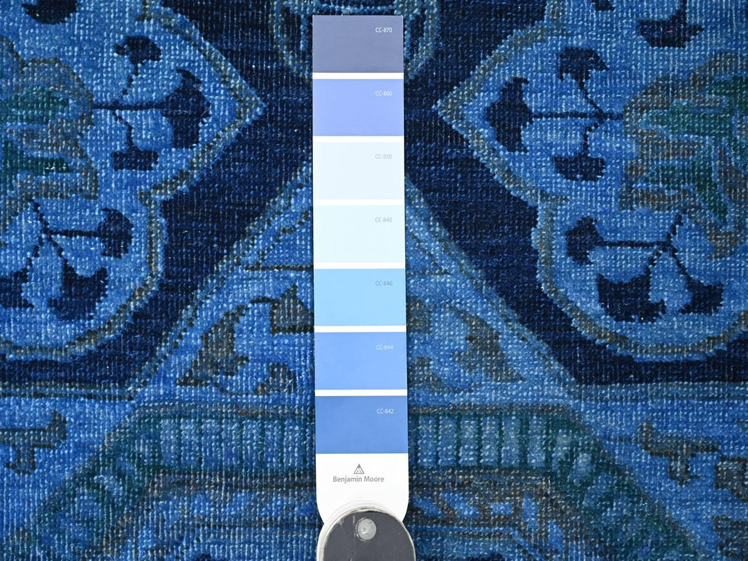 7'11" x 9'6" New Hand Knotted Blue Wool Rectangle Oriental Rug - MOA10220396