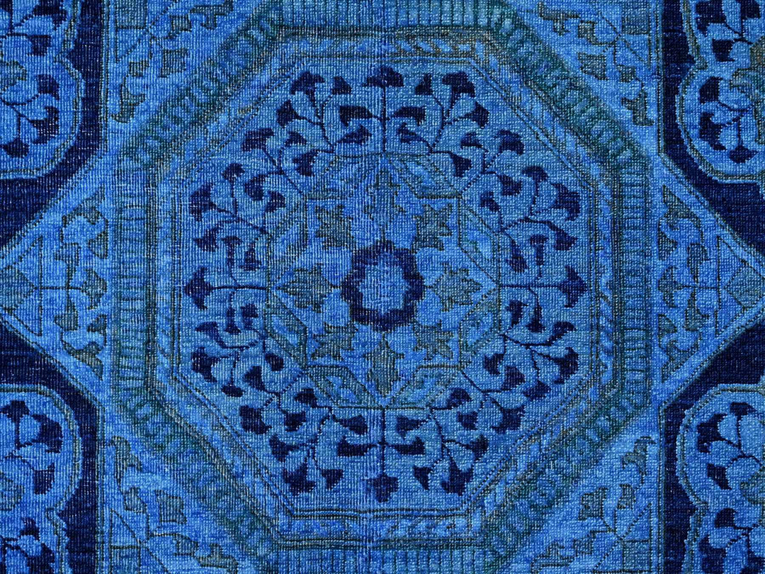 7'11" x 9'6" New Hand Knotted Blue Wool Rectangle Oriental Rug - MOA10220396