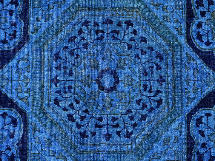 7'11" x 9'6" New Hand Knotted Blue Wool Rectangle Oriental Rug - MOA10220396
