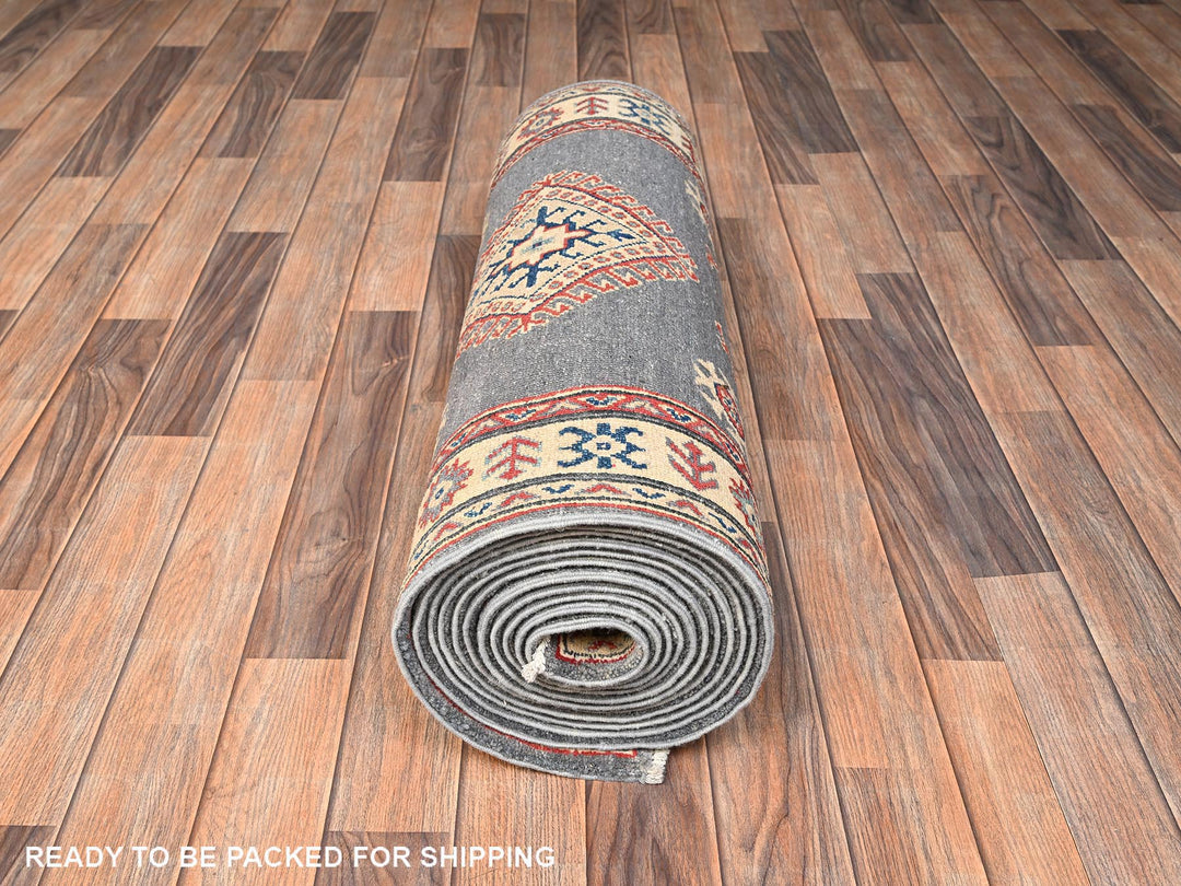 2'9" x 18'7" New Hand Knotted Grey Wool Runner Oriental Rug - MOA1022039