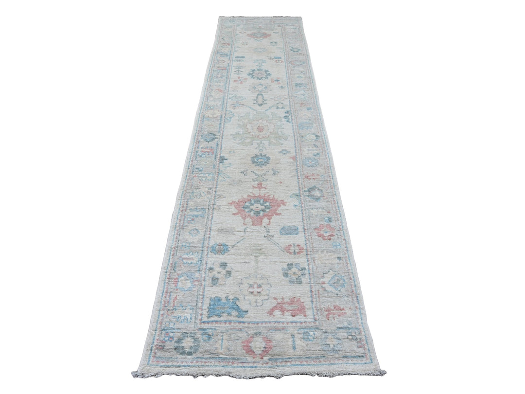 2'11" x 11'8" New Hand Knotted Ivory Wool Runner Oriental Rug - MOA10220406