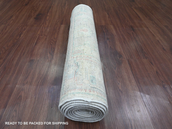 2'11" x 11'8" New Hand Knotted Ivory Wool Runner Oriental Rug - MOA10220406