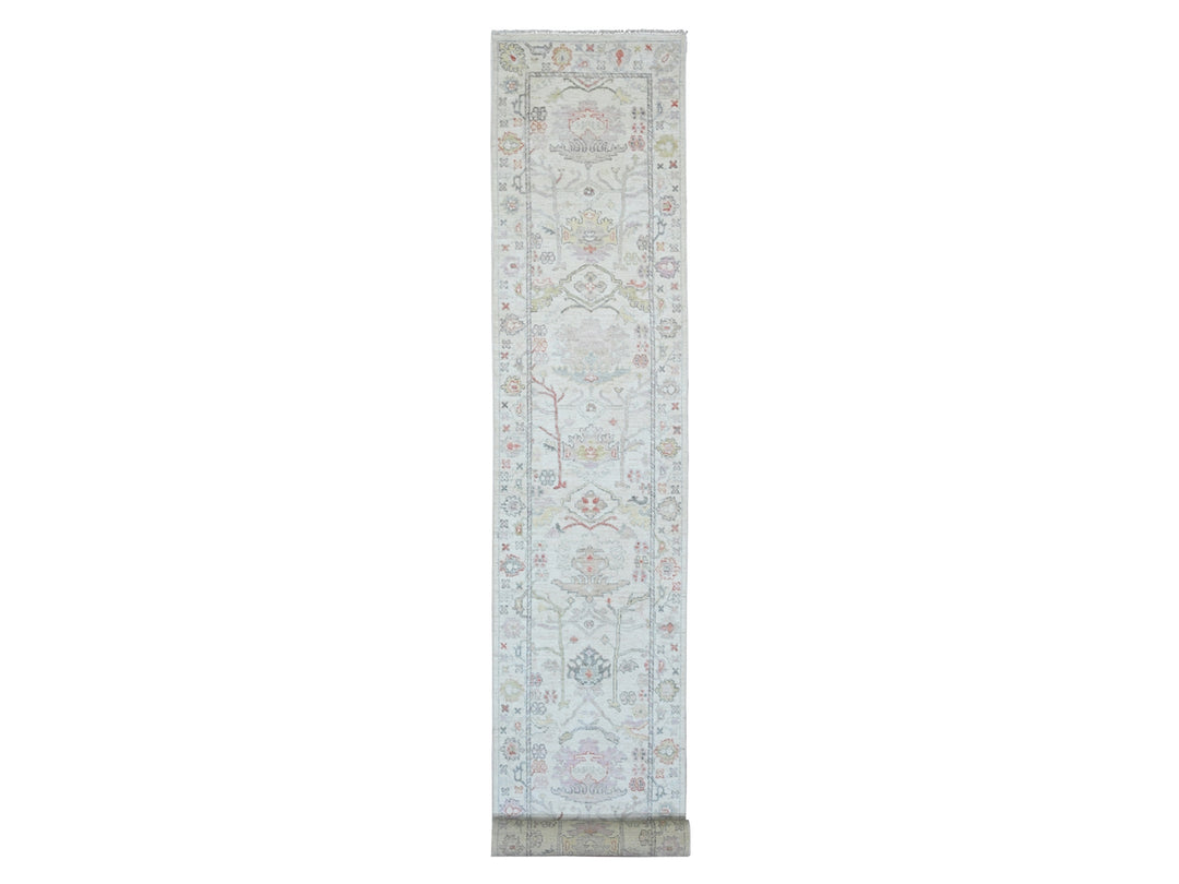 3'1" x 22'4" New Hand Knotted Ivory Wool Runner Oriental Rug - MOA10220408