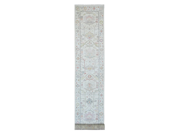 3'1" x 22'4" New Hand Knotted Ivory Wool Runner Oriental Rug - MOA10220408